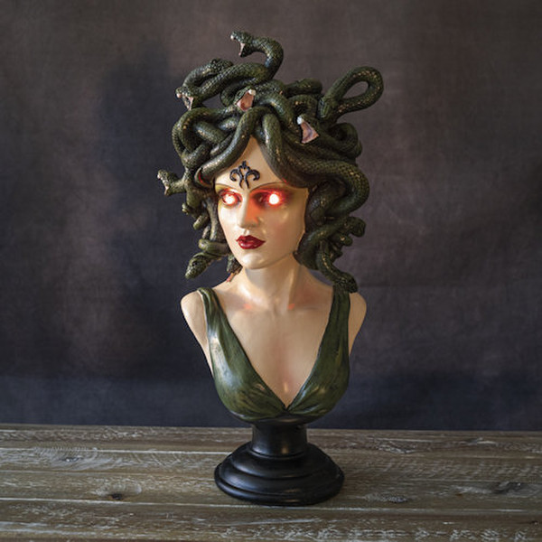 Medusa Bust with LED Lighted Eyes Statue